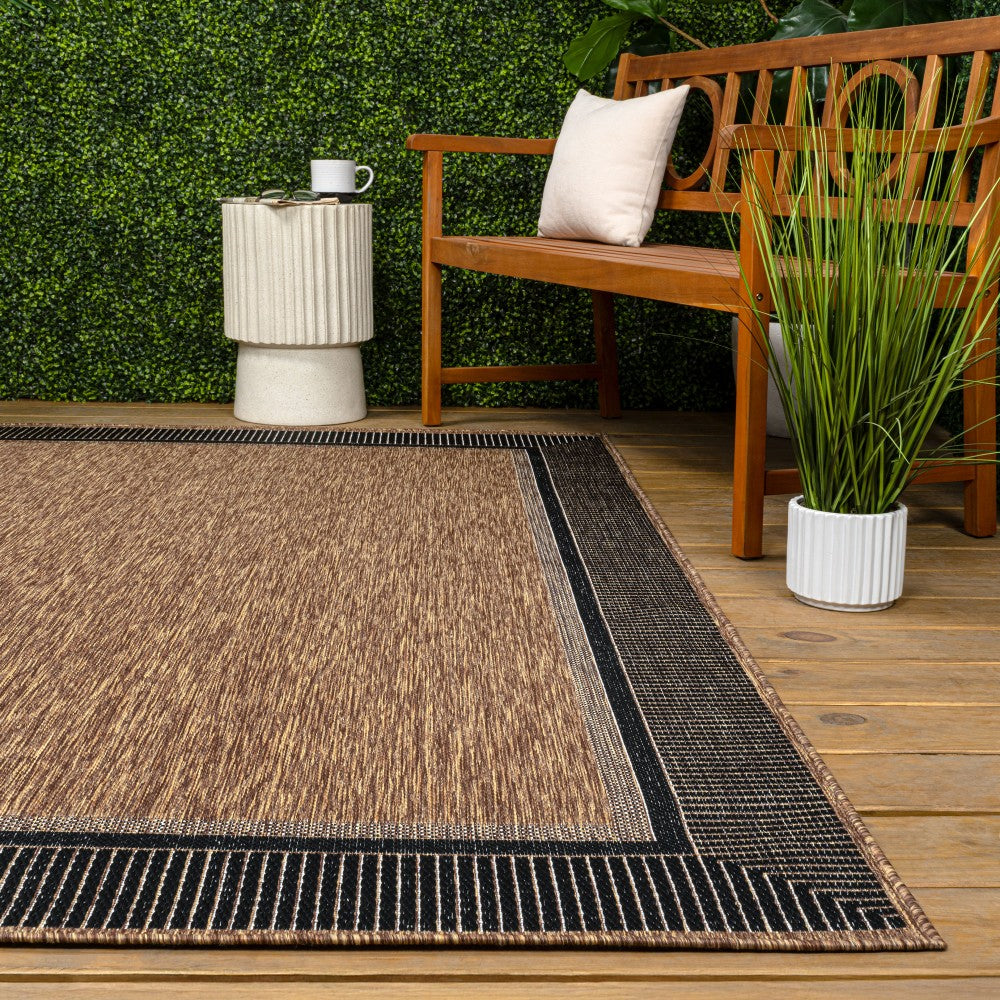 Couristan Coastal Casual Wide Stripe Border Indoor/Outdoor Area Rug