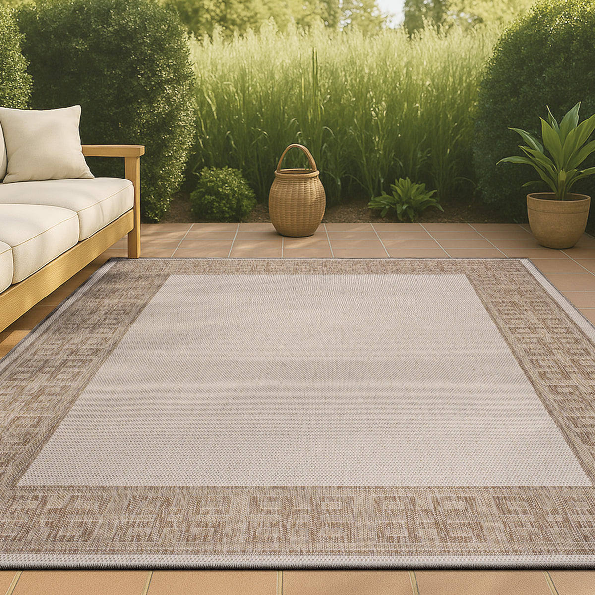 Lovina Classic Geometric Border Indoor/Outdoor Area Rug