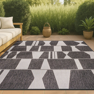 Moor Modern Geometric Abstract Two-tone Indoor/Outdoor Area Rug
