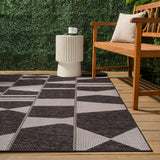 Moor Modern Geometric Abstract Two-tone Indoor/Outdoor Area Rug