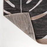 Mica Classic Beach Stripe And Monstera Leaf Indoor/Outdoor Area Rug