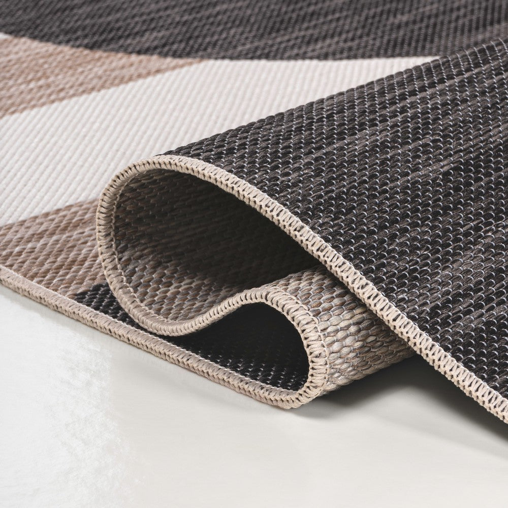 Mica Classic Beach Stripe And Monstera Leaf Indoor/Outdoor Area Rug