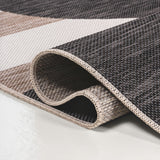 Mica Classic Beach Stripe And Monstera Leaf Indoor/Outdoor Area Rug