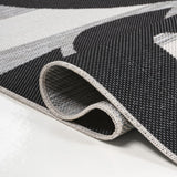 Mica Classic Beach Stripe And Monstera Leaf Indoor/Outdoor Area Rug