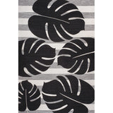 Mica Classic Beach Stripe And Monstera Leaf Indoor/Outdoor Area Rug