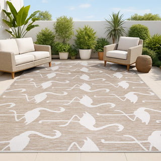 Pepper Casual Coastal Flamingos Two-tone Indoor/Outdoor Area Rug