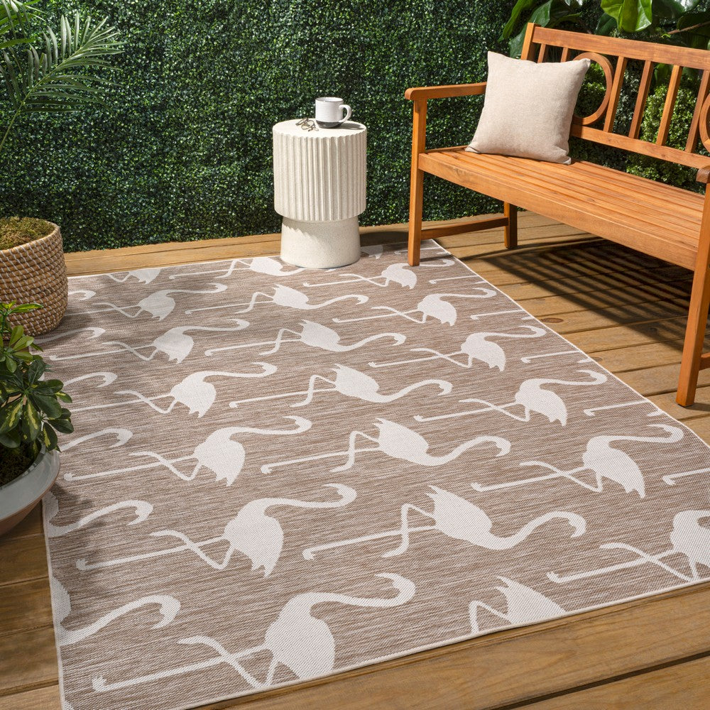 Pepper Casual Coastal Flamingos Two-tone Indoor/Outdoor Area Rug