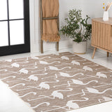 Pepper Casual Coastal Flamingos Two-tone Indoor/Outdoor Area Rug