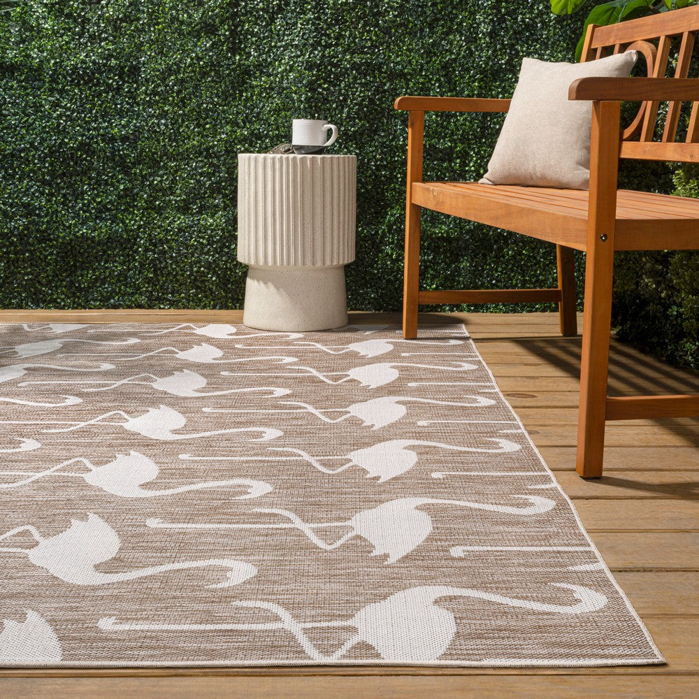 Pepper Casual Coastal Flamingos Two-tone Indoor/Outdoor Area Rug