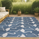 Pepper Casual Coastal Flamingos Two-tone Indoor/Outdoor Area Rug