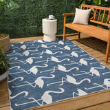 Pepper Casual Coastal Flamingos Two-tone Indoor/Outdoor Area Rug