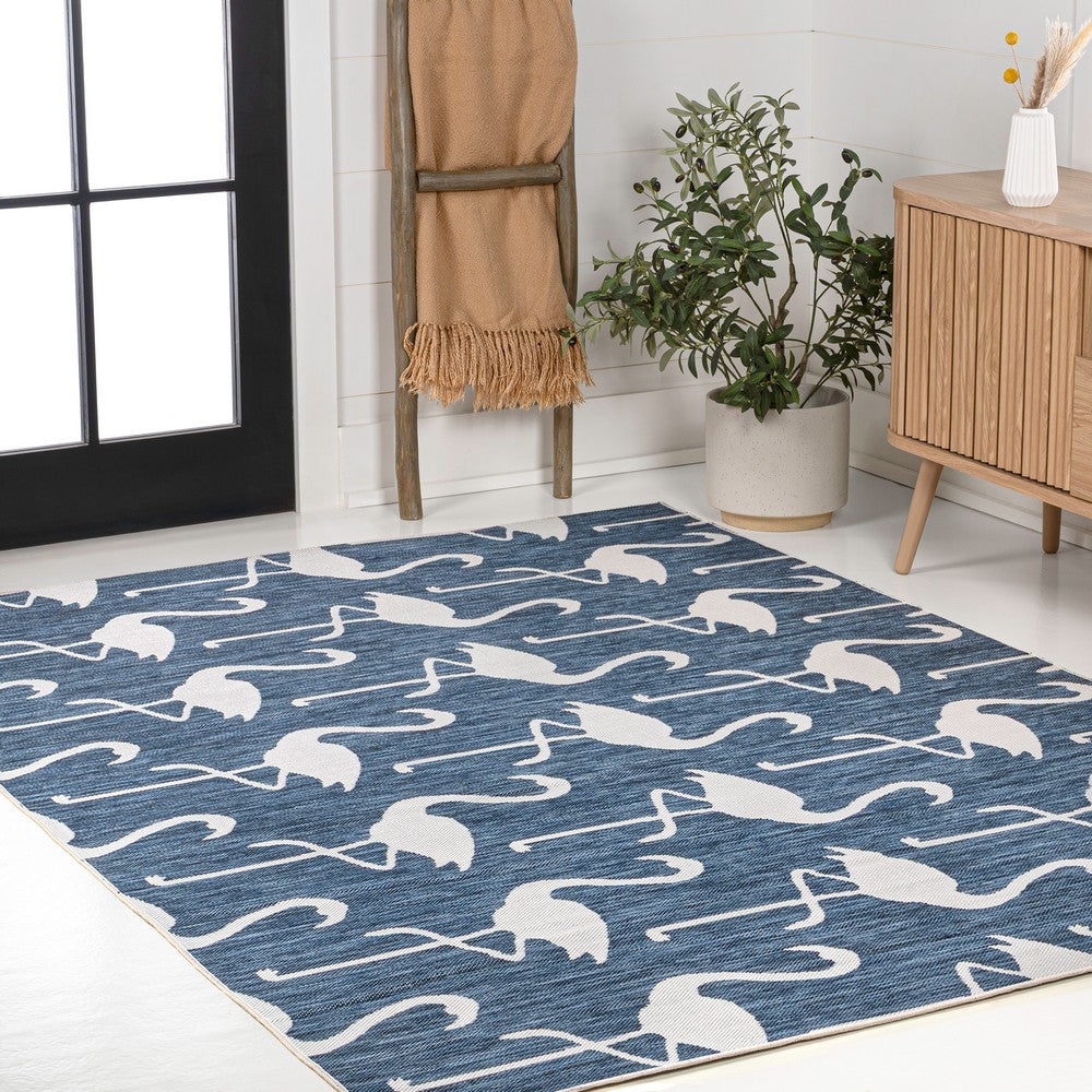 Pepper Casual Coastal Flamingos Two-tone Indoor/Outdoor Area Rug