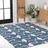 Pepper Casual Coastal Flamingos Two-tone Indoor/Outdoor Area Rug
