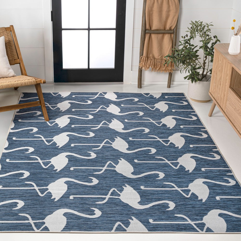 Pepper Casual Coastal Flamingos Two-tone Indoor/Outdoor Area Rug