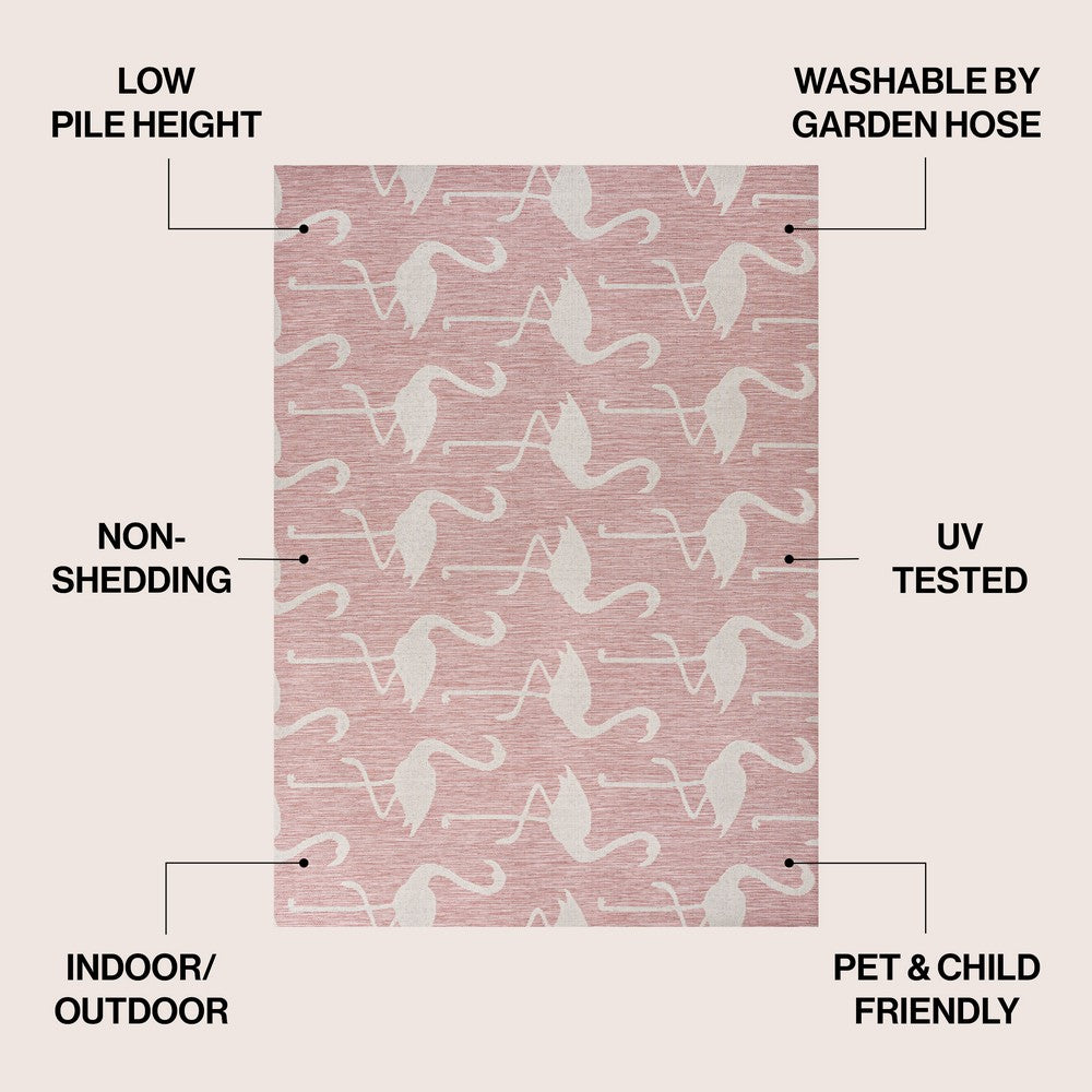 Pepper Casual Coastal Flamingos Two-tone Indoor/Outdoor Area Rug