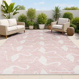 Pepper Casual Coastal Flamingos Two-tone Indoor/Outdoor Area Rug