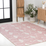 Pepper Casual Coastal Flamingos Two-tone Indoor/Outdoor Area Rug
