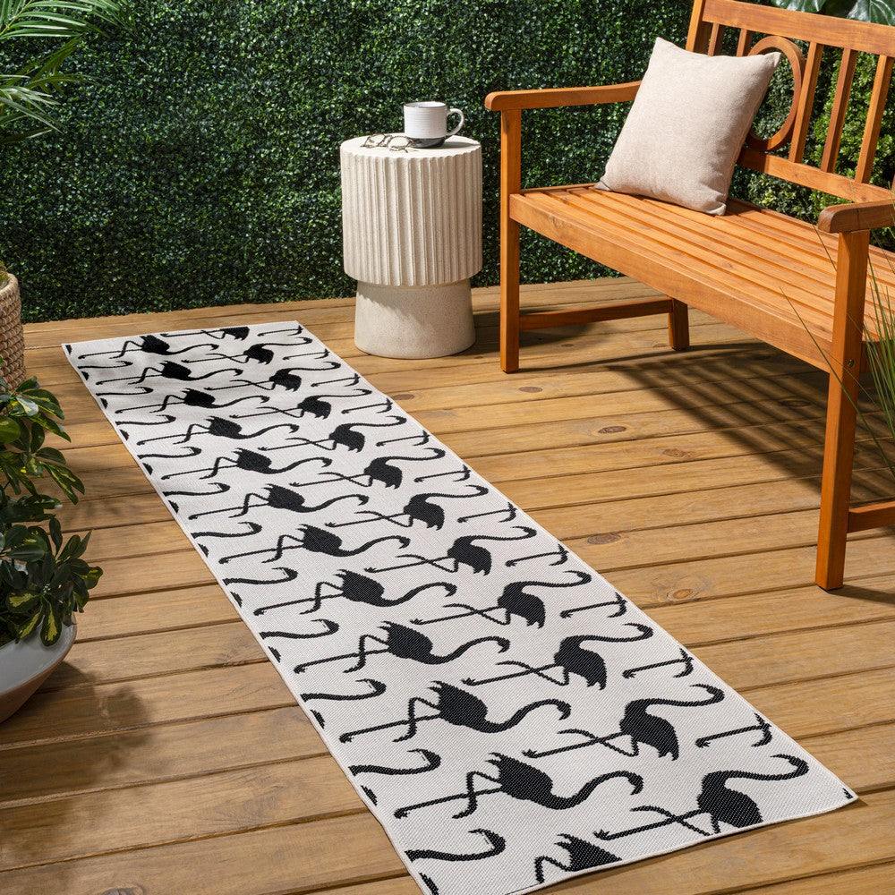 Pepper Casual Coastal Flamingos Two-tone Indoor/Outdoor Area Rug