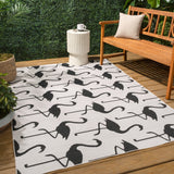 Pepper Casual Coastal Flamingos Two-tone Indoor/Outdoor Area Rug
