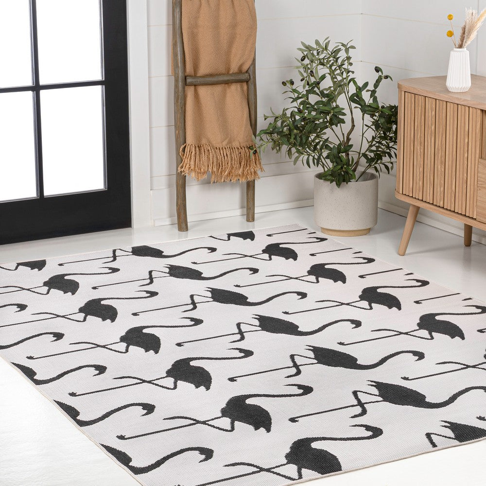 Pepper Casual Coastal Flamingos Two-tone Indoor/Outdoor Area Rug
