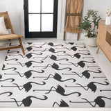 Pepper Casual Coastal Flamingos Two-tone Indoor/Outdoor Area Rug