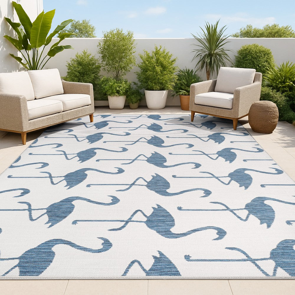 Pepper Casual Coastal Flamingos Two-tone Indoor/Outdoor Area Rug