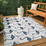 Pepper Casual Coastal Flamingos Two-tone Indoor/Outdoor Area Rug