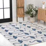 Pepper Casual Coastal Flamingos Two-tone Indoor/Outdoor Area Rug