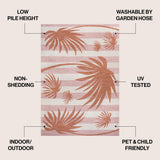 River Classic Beach Stripe And Palm Leaf Indoor/Outdoor Area Rug