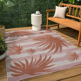 River Classic Beach Stripe And Palm Leaf Indoor/Outdoor Area Rug