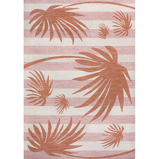 River Classic Beach Stripe And Palm Leaf Indoor/Outdoor Area Rug