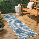 River Classic Beach Stripe And Palm Leaf Indoor/Outdoor Area Rug