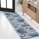 River Classic Beach Stripe And Palm Leaf Indoor/Outdoor Area Rug