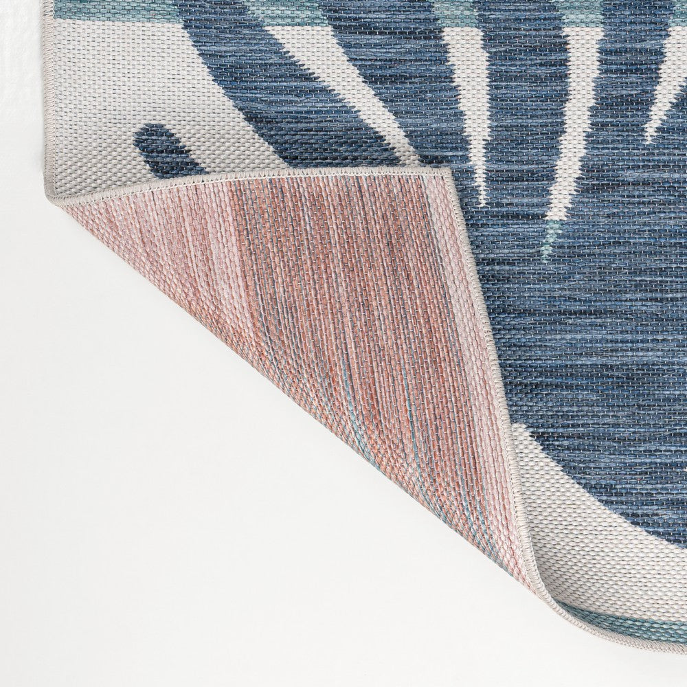 River Classic Beach Stripe And Palm Leaf Indoor/Outdoor Area Rug