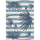 River Classic Beach Stripe And Palm Leaf Indoor/Outdoor Area Rug