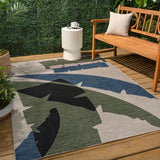 Spruce Coastal Vintage Abstract Palm Leaf Indoor/Outdoor Area Rug