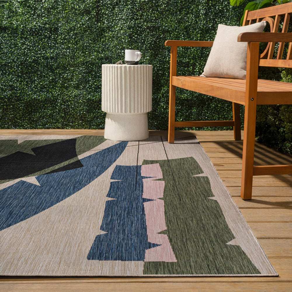 Spruce Coastal Vintage Abstract Palm Leaf Indoor/Outdoor Area Rug