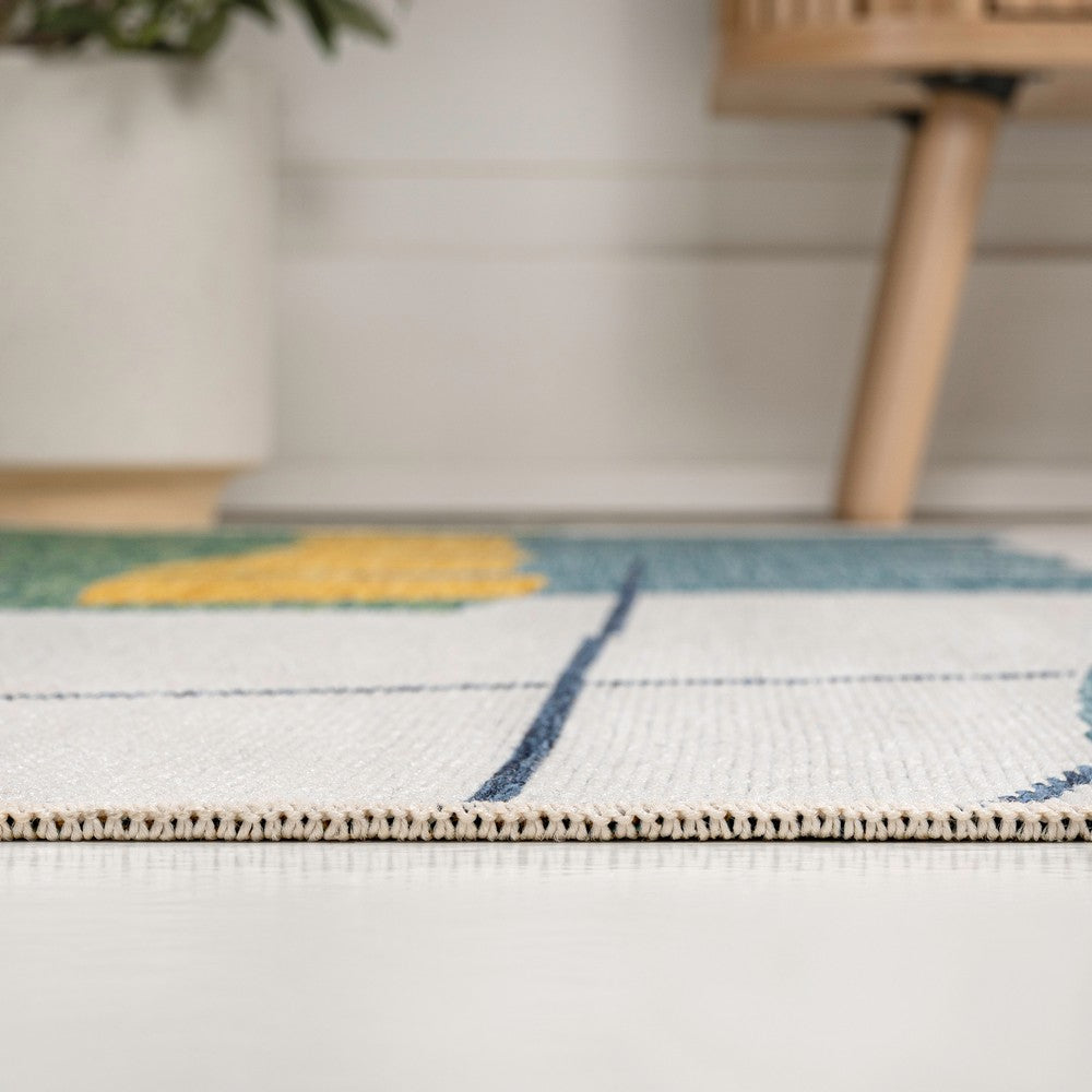Spruce Coastal Vintage Abstract Palm Leaf Indoor/Outdoor Area Rug