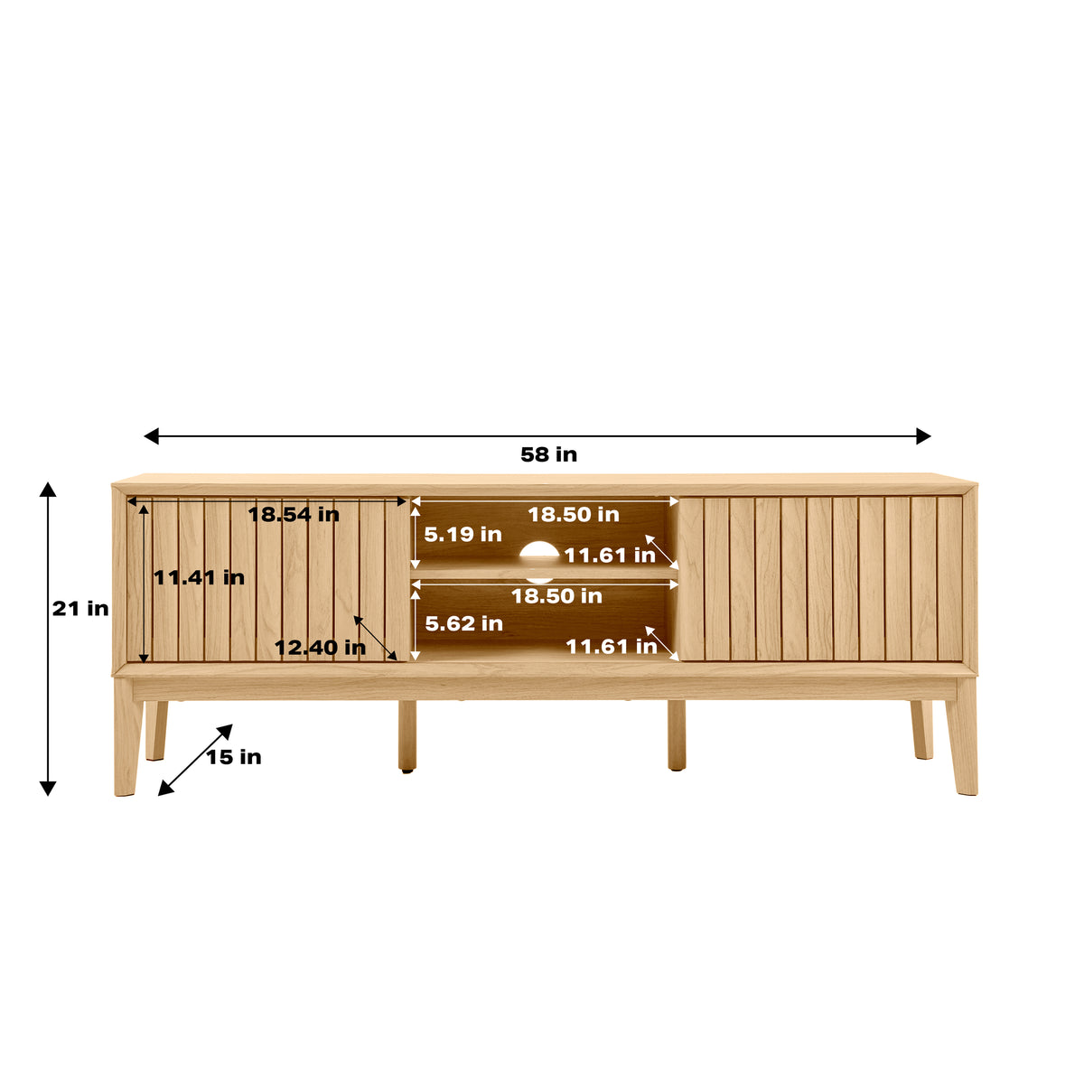Vale 58 in. Farmhouse 3-Storage Sliding Door TV Stand Fits TVs up to 65 in. with Cable Management