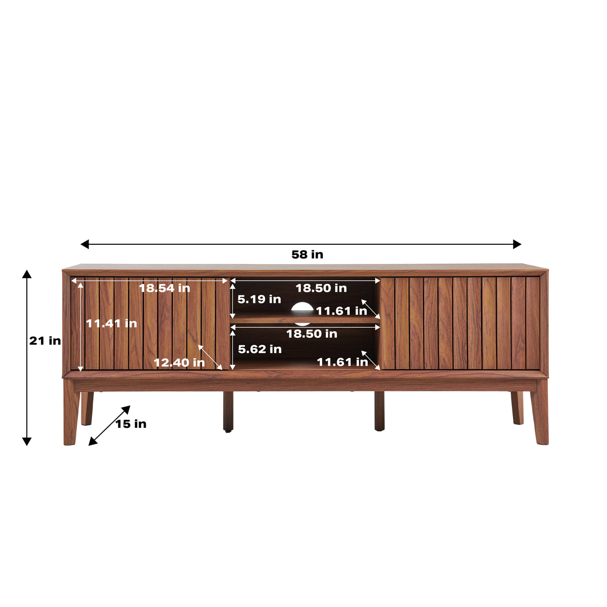 Vale 58 in. Farmhouse 3-Storage Sliding Door TV Stand Fits TVs up to 65 in. with Cable Management