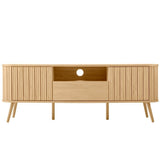 Shale 70 in. Farmhouse Curved TV Stand with Drawer and Storage Doors Fits TVs up to 75 in. with Cable Management