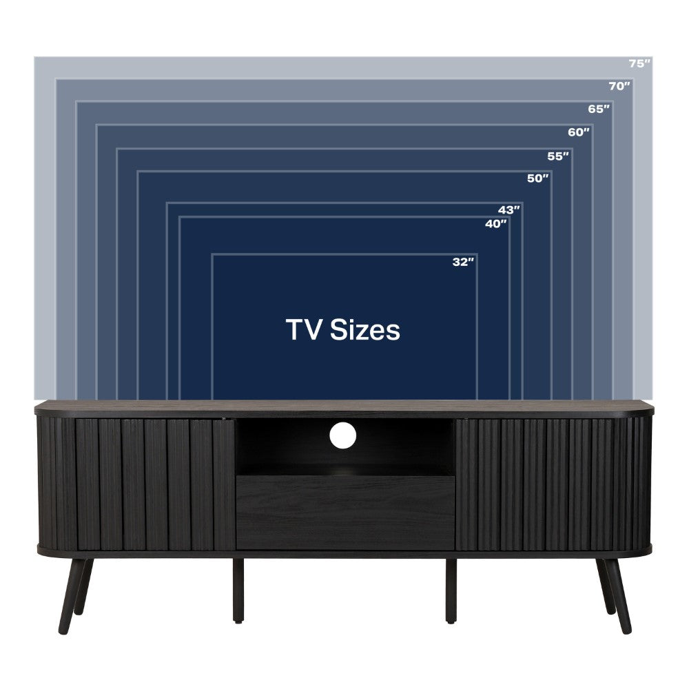 Shale 70 in. Farmhouse Curved TV Stand with Drawer and Storage Doors Fits TVs up to 75 in. with Cable Management