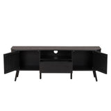 Shale 70 in. Farmhouse Curved TV Stand with Drawer and Storage Doors Fits TVs up to 75 in. with Cable Management