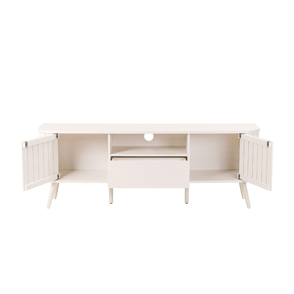 Shale 70 in. Farmhouse Curved TV Stand with Drawer and Storage Doors Fits TVs up to 75 in. with Cable Management