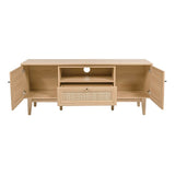 Bronte 59 in. Farmhouse Caned TV Stand with Drawer and Storage Doors Fits TVs up to 65 in. with Cable Management