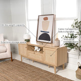 Bronte 59 in. Farmhouse Caned TV Stand with Drawer and Storage Doors Fits TVs up to 65 in. with Cable Management