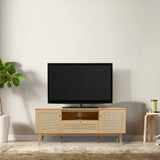 Bronte 59 in. Farmhouse Caned TV Stand with Drawer and Storage Doors Fits TVs up to 65 in. with Cable Management
