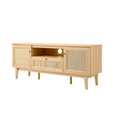Bronte 59 in. Farmhouse Caned TV Stand with Drawer and Storage Doors Fits TVs up to 65 in. with Cable Management