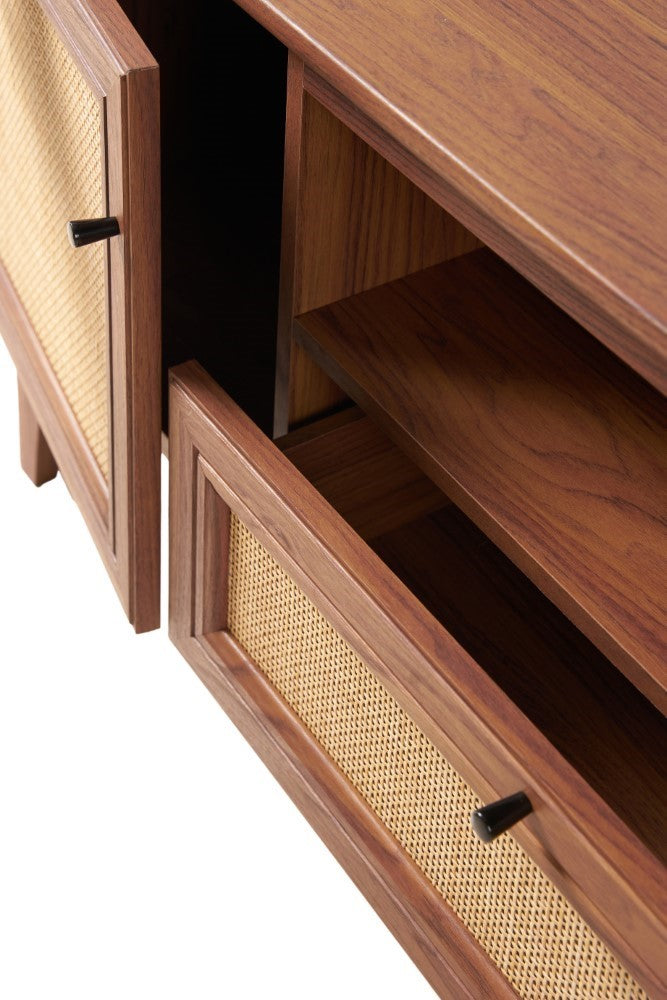 Bronte 59 in. Farmhouse Caned TV Stand with Drawer and Storage Doors Fits TVs up to 65 in. with Cable Management
