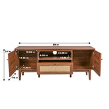 Bronte 59 in. Farmhouse Caned TV Stand with Drawer and Storage Doors Fits TVs up to 65 in. with Cable Management